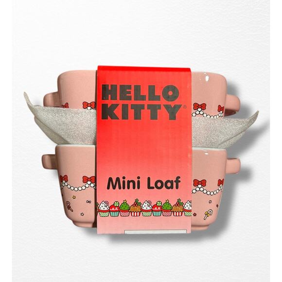 NEW Hello Kitty Ceramic Mini Loaf Pans- 2 Pack - Picture 2 of 6